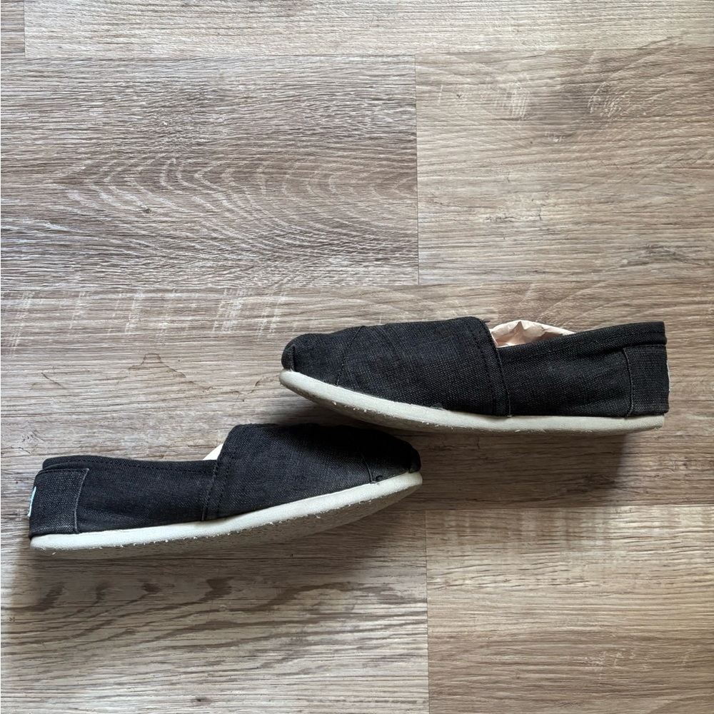 TOMS Dark/Grey Charcoal Canvas Slip-Ons - Picture 5 of 9